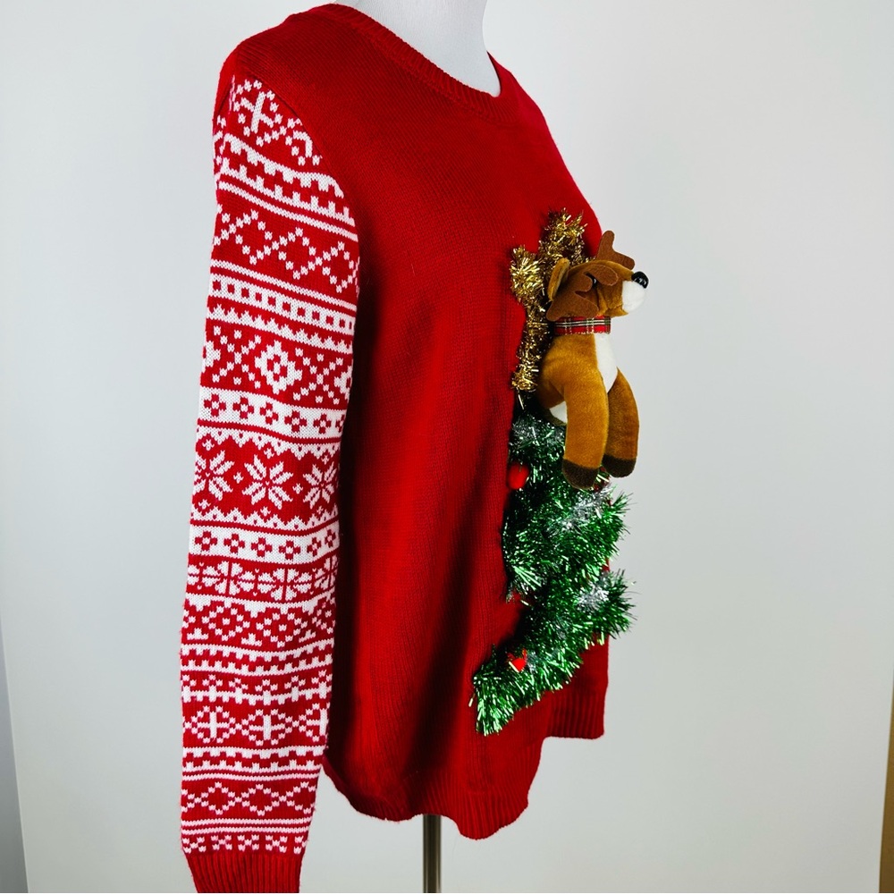 No Boundaries Reindeer Plush Ugly Christmas Sweat… - image 5